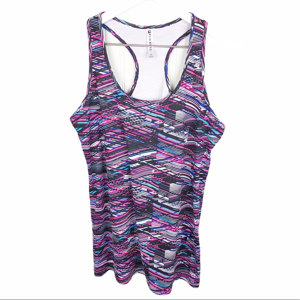 Fabletics Purple Digital Print Mary Racerbank Tank - Picture 3 of 7